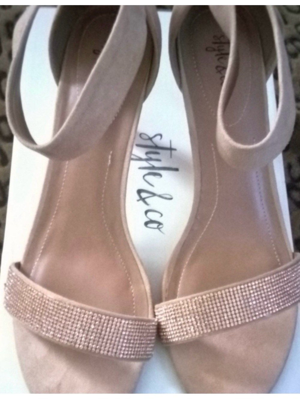 New ~ Style & Co. Women's Blush Nude Heels with Rhinestone Strap ~ Size
10M